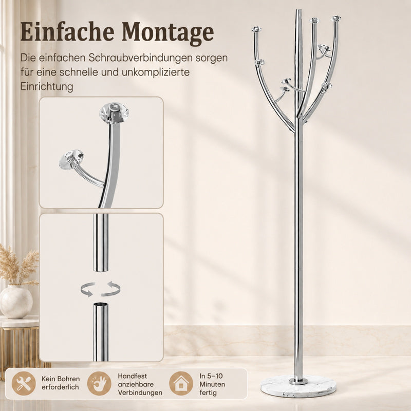 Yorbay Standgarderobe in Baumform aus Edelstahl, 178 cm, bis 50 kg - YS039-T128 - 14 - Yorbay.de