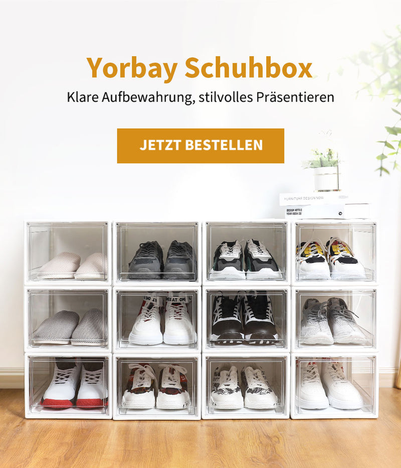 Yorbay Schuhbox Banner. Klare Aufbewahrung und stilvolles Präsentieren.