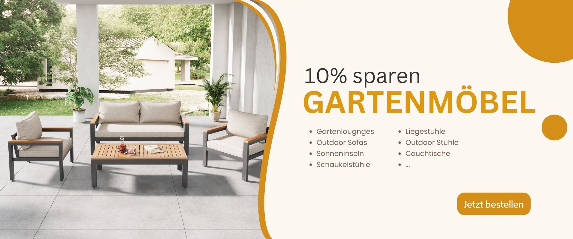 Gartenmöbel Sale Banner, 10% paren mit Code YB10W.