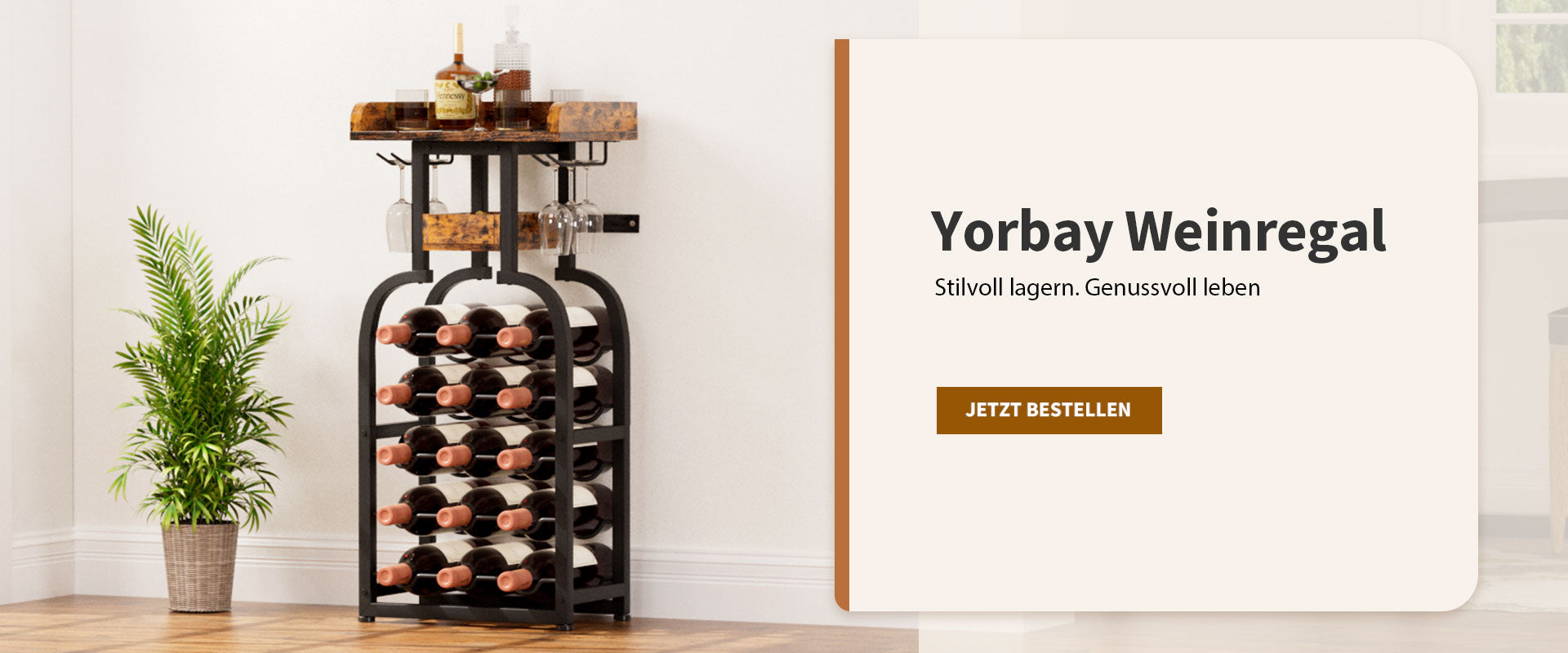 Yorbay Weinregal für Flaschen und Weinaufbewahrung - desktop Banner