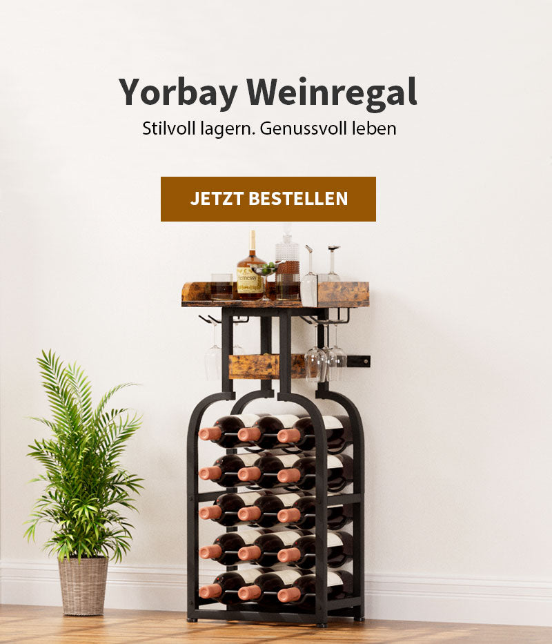Yorbay Weinregal für Flaschen und Weinaufbewahrung - mobile Banner