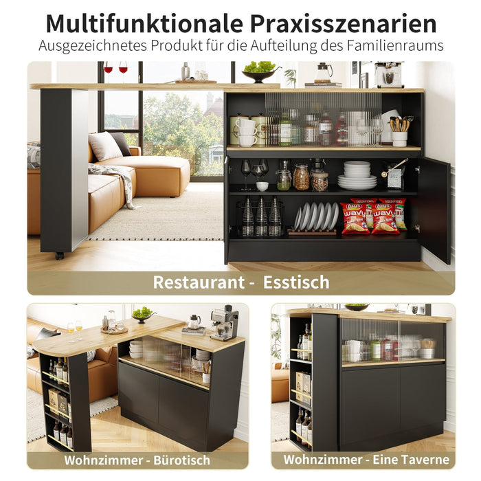 Um 360° drehbarer Stehtisch, multifunktionales Sideboard mit Glasschiebetür - YB - N620P20771617S - 14 - Yorbay.de