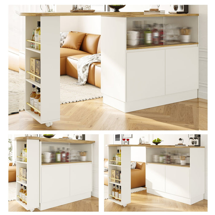 Um 360° drehbarer Stehtisch, multifunktionales Sideboard mit Glasschiebetür - YB - N620P20771617W - 2 - Yorbay.de