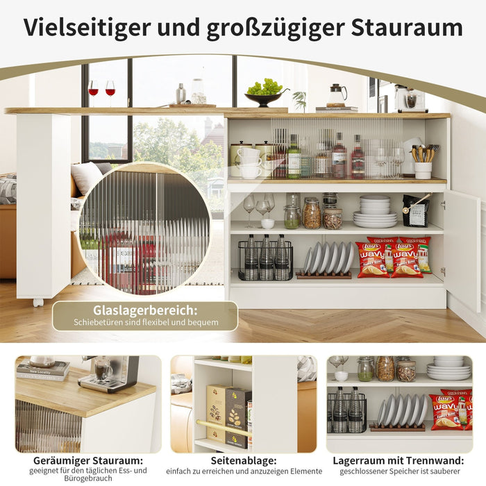 Um 360° drehbarer Stehtisch, multifunktionales Sideboard mit Glasschiebetür - YB - N620P20771617W - 5 - Yorbay.de