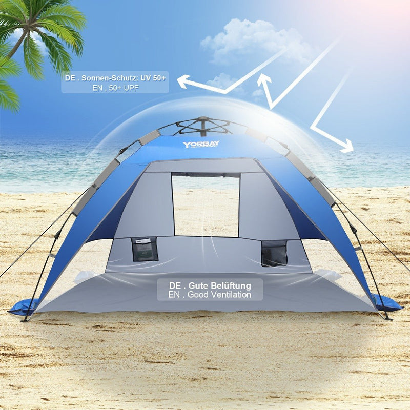 yorbay zelt Strandmuschel mit 50+ UV-Schutz für 2-3 Personen, Pop-up-Zelt — Yorbay.de