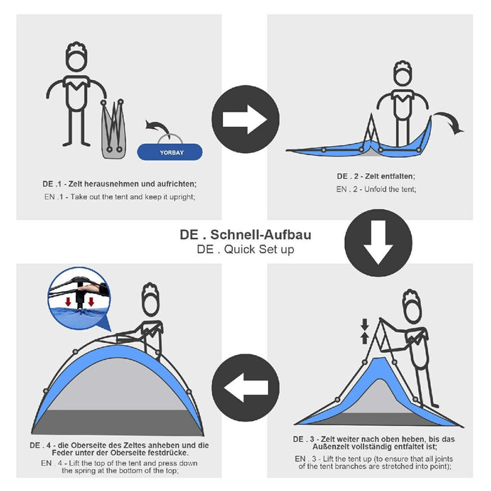 Yorbay Strandmuschel mit 50+ UV - Schutz für 2 - 3 Personen - S59A - 7 - Yorbay.de