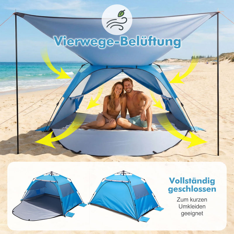 Yorbay Pop - Up Strandzelt mit Vorzelt & Zubehör, UV50+ – 220×150×125 cm - YP027-W027 - 7 - Yorbay.de