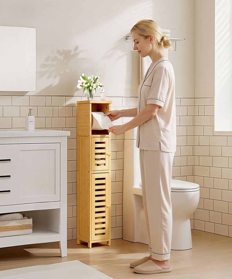 Yorbay schmaler Bambus Toilettenpapierhalter mit Stauraum - YC010-Z124 - 9 - Yorbay.de