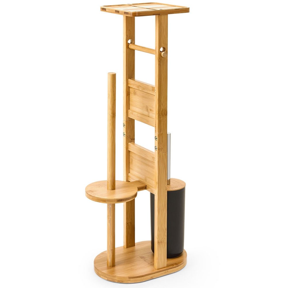 Stand WC-Garnitur aus Bambus mit Toilettenpapierhalter und WC-Bürstenhalter  — Yorbay.de
