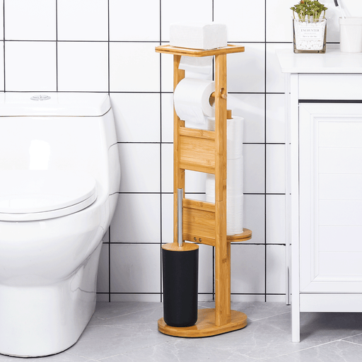 Yorbay Stand WC - Garnitur aus Bambus mit Toilettenpapierhalter und WC - Bürstenhalter - F185 - 2 - Yorbay.de