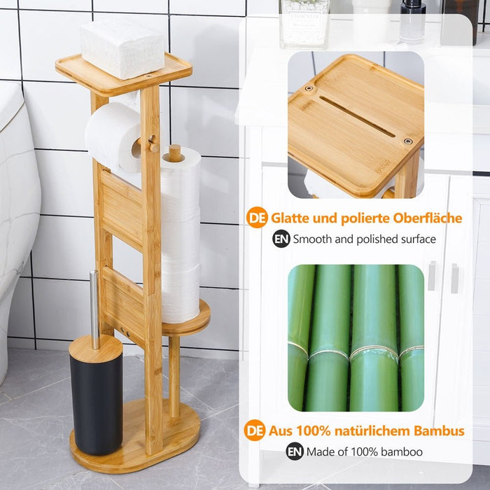 Yorbay Stand WC - Garnitur aus Bambus mit Toilettenpapierhalter und WC - Bürstenhalter - F185 - 7 - Yorbay.de