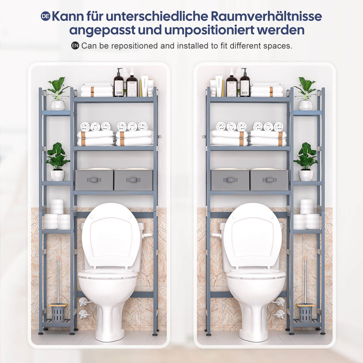 Yorbay Toilettenregal aus Bambus mit 2 Aufbewahrungsboxen und höhenverstellbaren Ablagen 12 - Yorbay.de