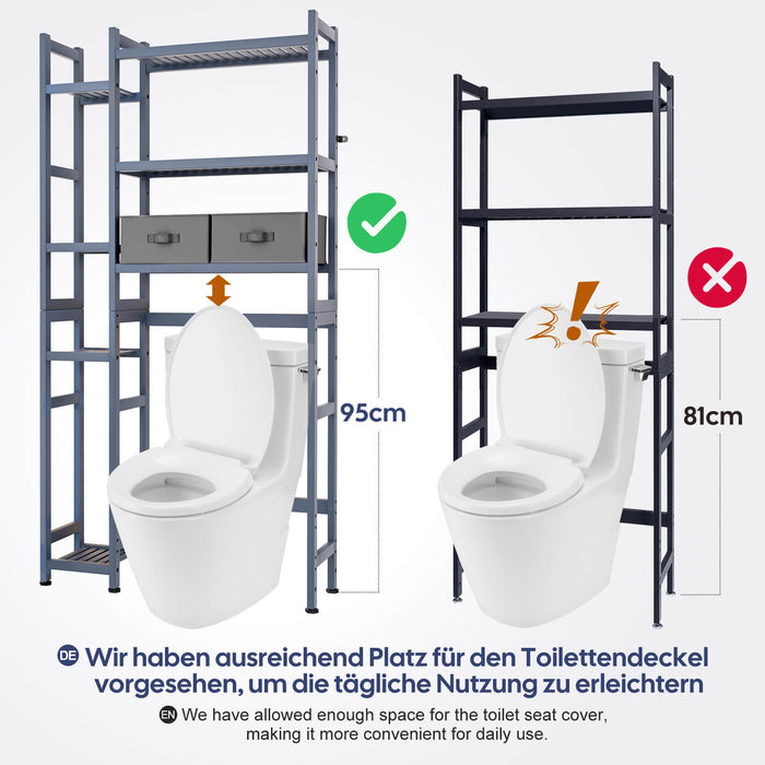 Yorbay bamboo toilet shelf with 2 storage boxes and height-adjustable shelves