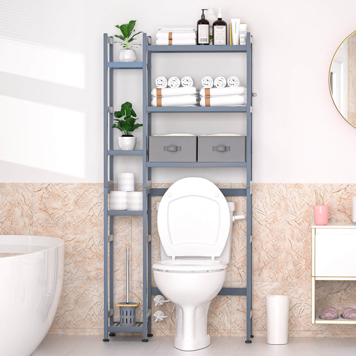 Yorbay bamboo toilet shelf with 2 storage boxes and height-adjustable shelves