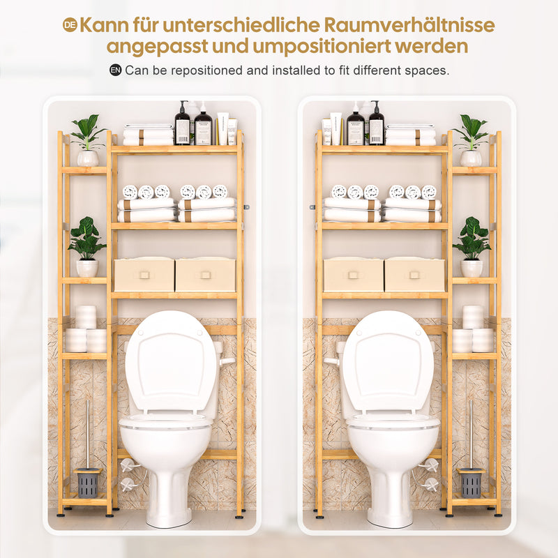 Yorbay Toilettenregal aus Bambus mit 2 Aufbewahrungsboxen und höhenverstellbaren Ablagen 5 - Yorbay.de