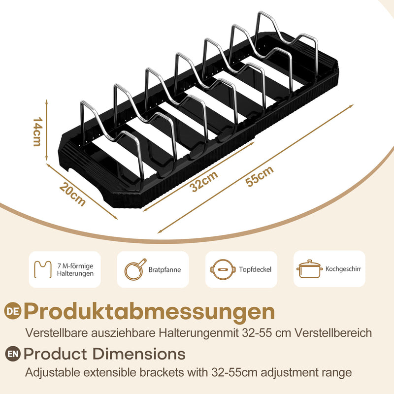 Yorbay ausziehbarer Topfdeckelhalter für bis zu 6 Töpfe oder Deckel - YB122-E022 - 12 - Yorbay.de