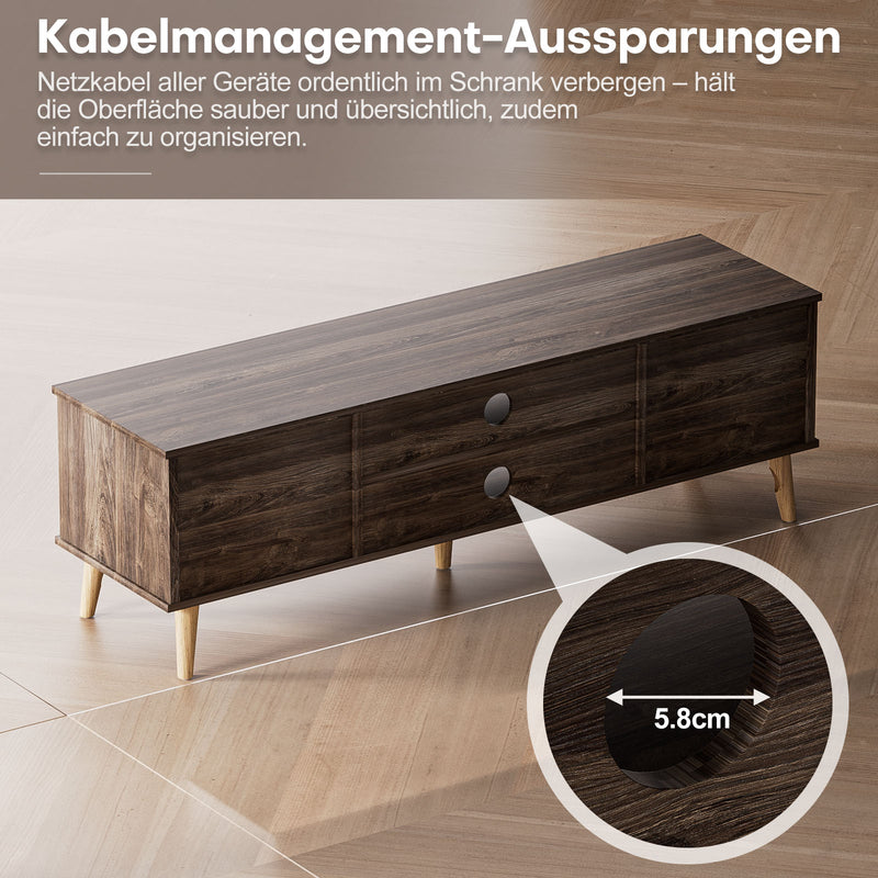 Yorbay TV - Bank mit Türen & offenen Fächern, 147 cm, Dunkelwalnuss - YB096 - D052 - 6 - Yorbay.de