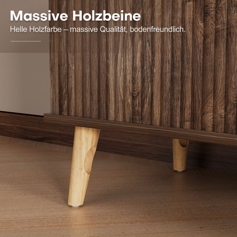 Yorbay TV - Bank mit Türen & offenen Fächern, 147 cm, Dunkelwalnuss - YB096 - D052 - 8 - Yorbay.de