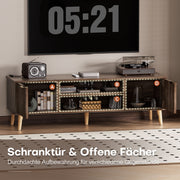 Yorbay TV - Bank mit Türen & offenen Fächern, 147 cm, Dunkelwalnuss - YB096 - D052 - 10 - Yorbay.de