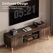 Yorbay TV - Bank mit Türen & offenen Fächern, 147 cm, Dunkelwalnuss - YB096 - D052 - 4 - Yorbay.de