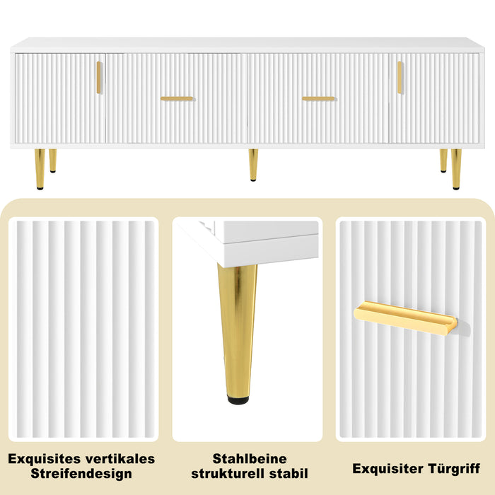 TV-Schrank für 70-Zoll-Fernseher mit goldenen Akzenten, 170x40x50 cm