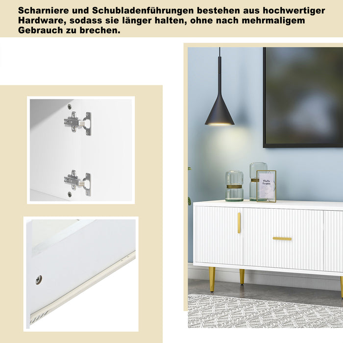 TV-Schrank für 70-Zoll-Fernseher mit goldenen Akzenten, 170x40x50 cm