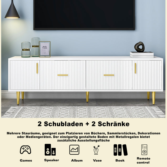 TV-Schrank für 70-Zoll-Fernseher mit goldenen Akzenten, 170x40x50 cm