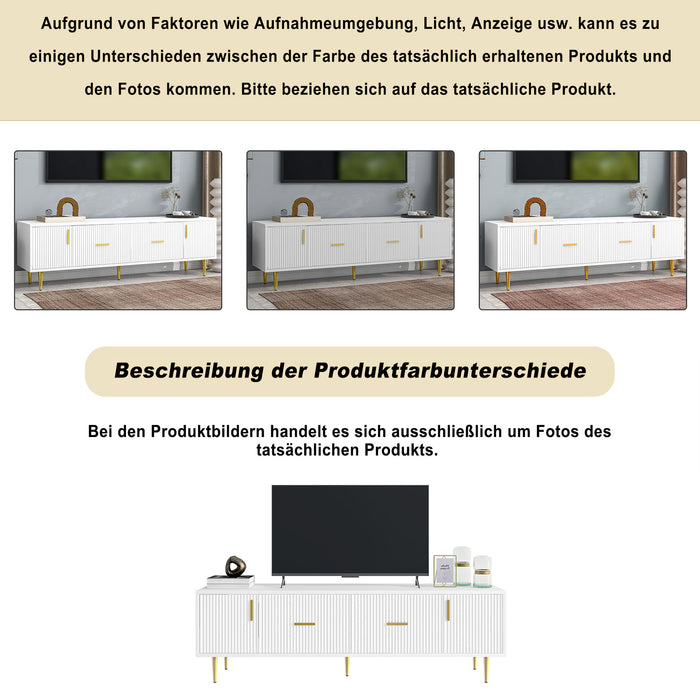 TV-Schrank für 70-Zoll-Fernseher mit goldenen Akzenten, 170x40x50 cm