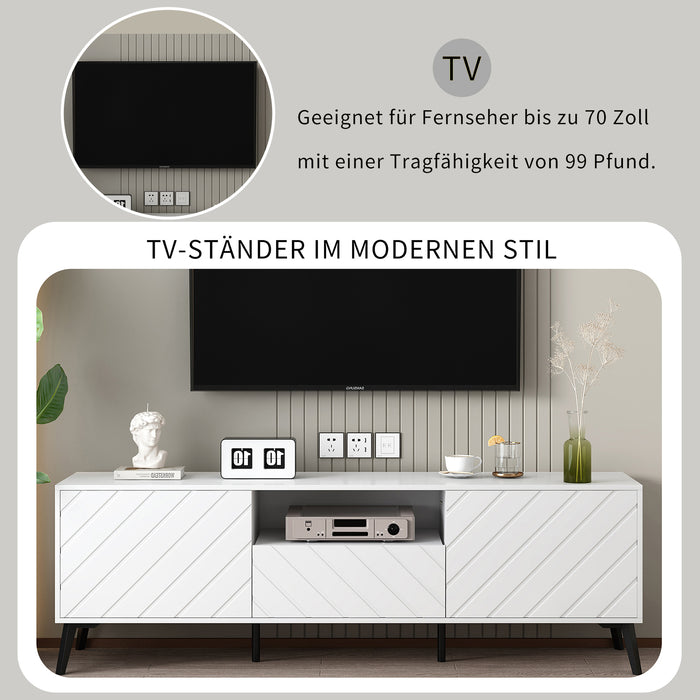 TV-Schrank für 70-Zoll-Fernseher mit 2 Türen und 1 Schublade, 170x39.5x55cm