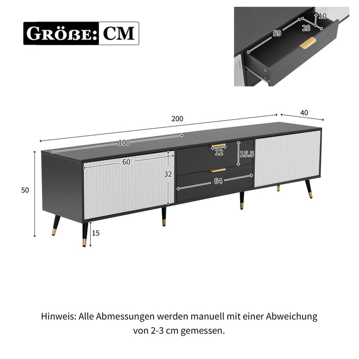 3 - teiliges Wohnzimmerset: TV - Schrank, Couchtisch & Beistelltisch - YB - 5321801234ZAA - 6 - Yorbay.de