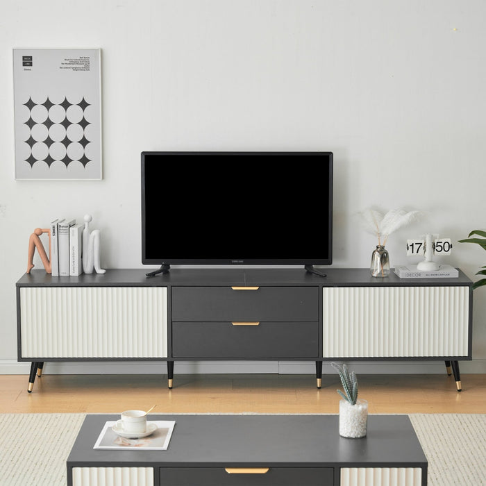 3 - teiliges Wohnzimmerset: TV - Schrank, Couchtisch & Beistelltisch - YB - 5321801234ZAA - 11 - Yorbay.de