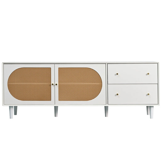 Weißer TV - Schrank mit Echtholzfüßen und Stauraum, 180x40x65cm - YB - 307768769WAA - 1 - Yorbay.de