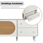 Weißer TV-Schrank mit Echtholzfüßen und Stauraum, 180x40x65cm 1 - Yorbay.de