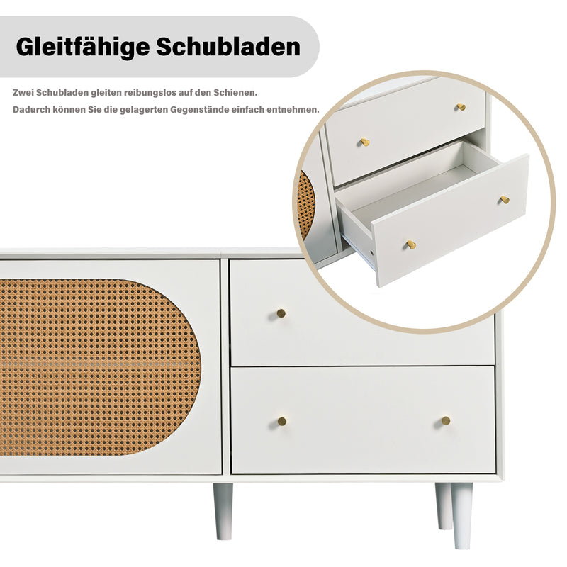 Weißer TV-Schrank mit Echtholzfüßen und Stauraum, 180x40x65cm 1 - Yorbay.de