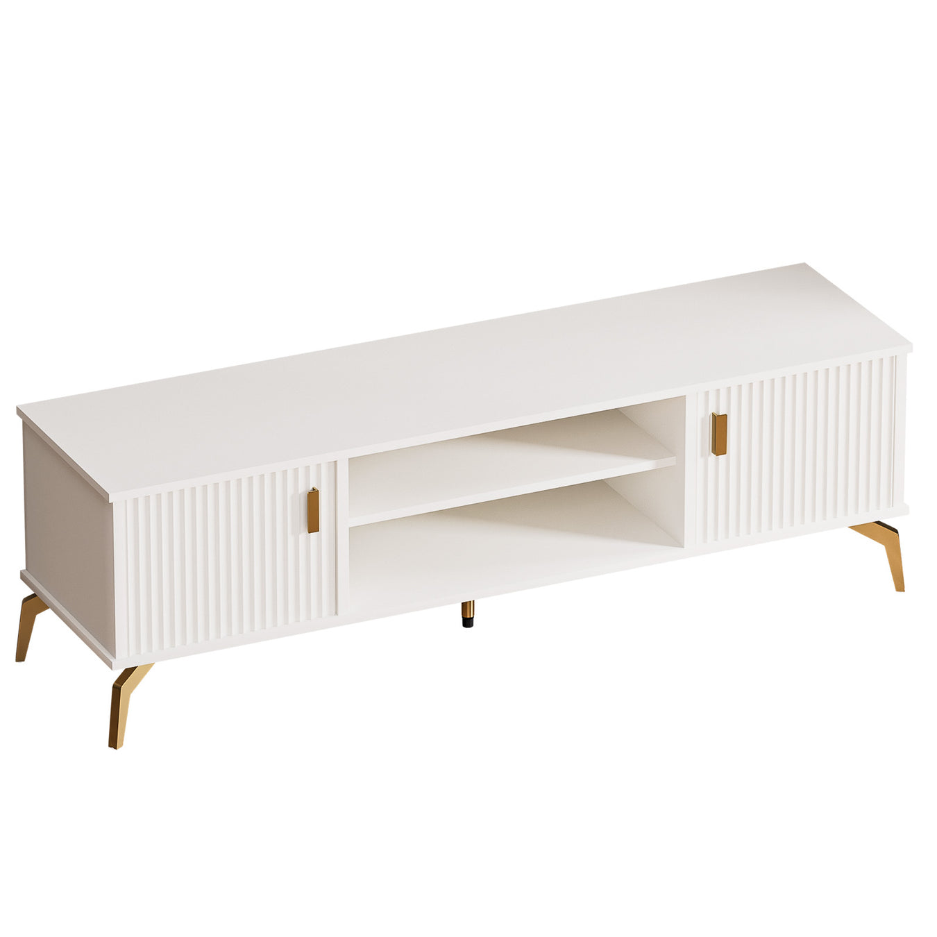 Yorbay TV - Bank mit Türen & offenen Fächern, weiß, 147 cm - YB096 - D060 - 1 - Yorbay.de