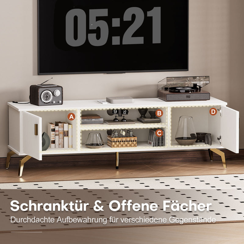 Yorbay TV - Bank mit Türen & offenen Fächern, weiß, 147 cm - YB096-D060 - 10 - Yorbay.de