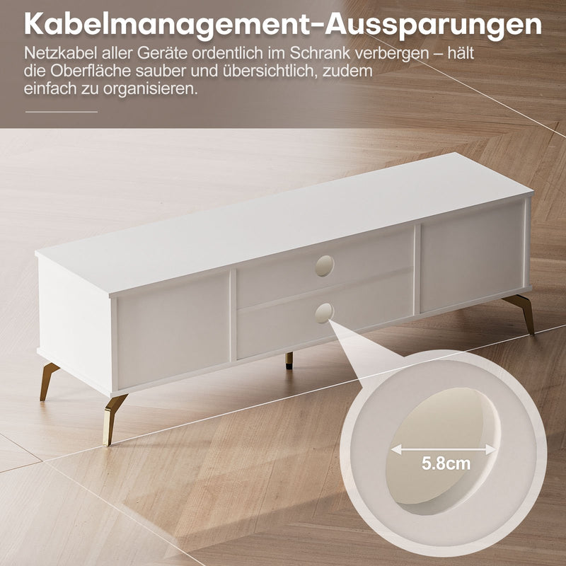 Yorbay TV - Bank mit Türen & offenen Fächern, weiß, 147 cm - YB096-D060 - 6 - Yorbay.de