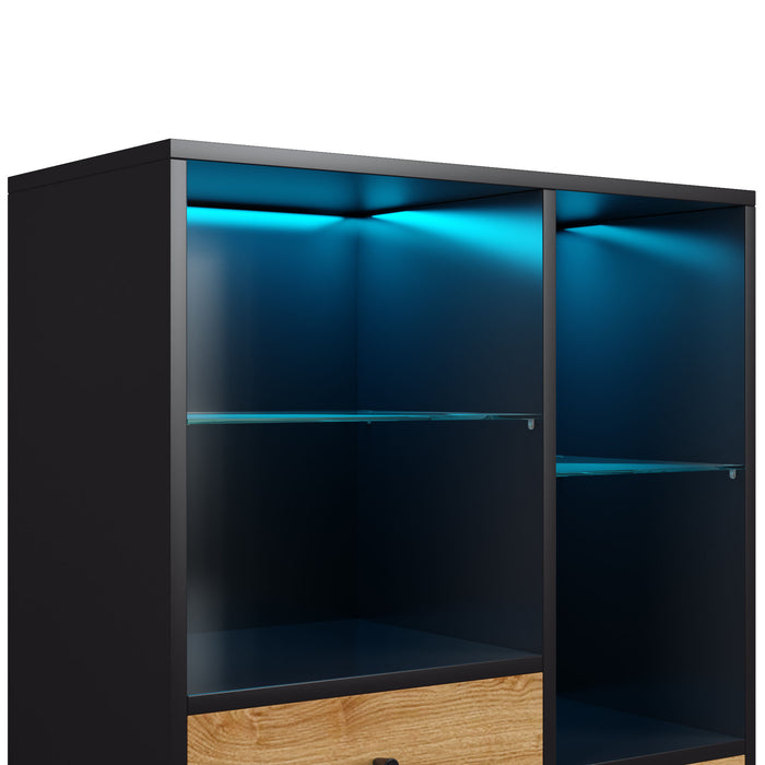 Vitrine mit 12 - farbigem LED - Lichtband, 150,5 x 80 x 40 cm - YB - WF198062064S - 7 - Yorbay.de