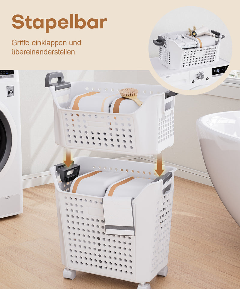 Yorbay Wäschekorb auf Rollen mit Griffen - YB075-W022 - 4 - Yorbay.de