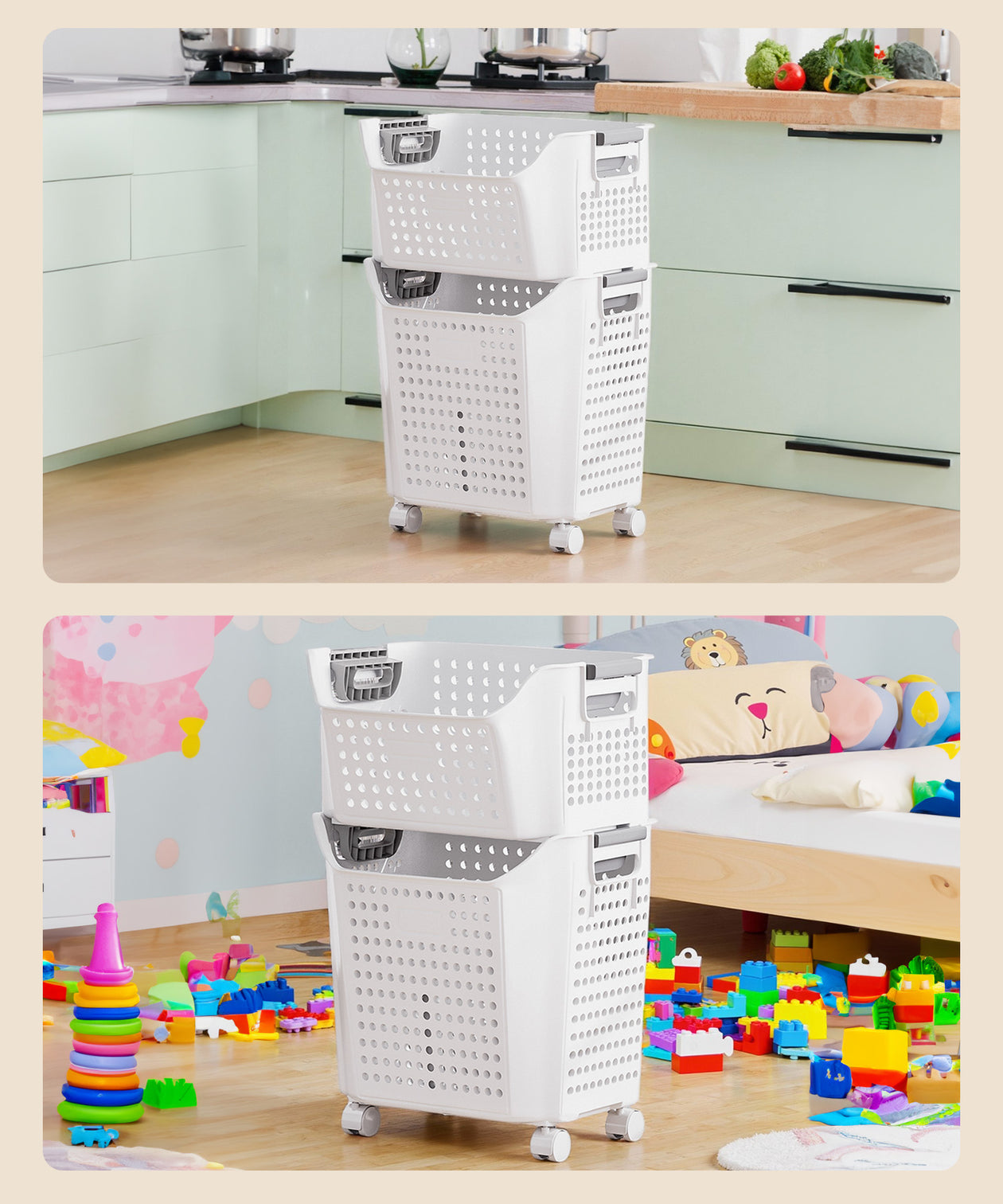Yorbay Wäschekorb auf Rollen mit Griffen - YB075-W022 - 8 - Yorbay.de