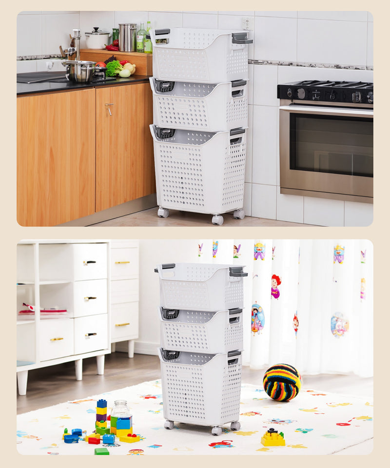 Yorbay Wäschekorb auf Rollen mit Griffen - YB075-W023 - 17 - Yorbay.de