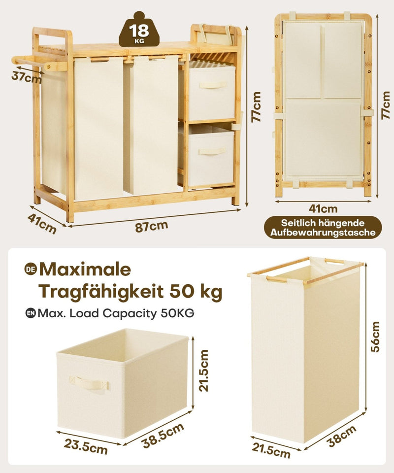 Yorbay Wäschekorb Regal 140L mit 4 Fächern - YB136-Z122 - 4 - Yorbay.de