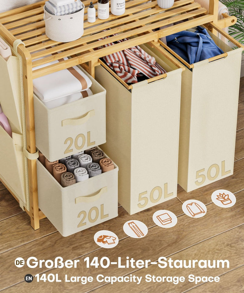 Yorbay Wäschekorb Regal 140L mit 4 Fächern - YB136-Z122 - 5 - Yorbay.de