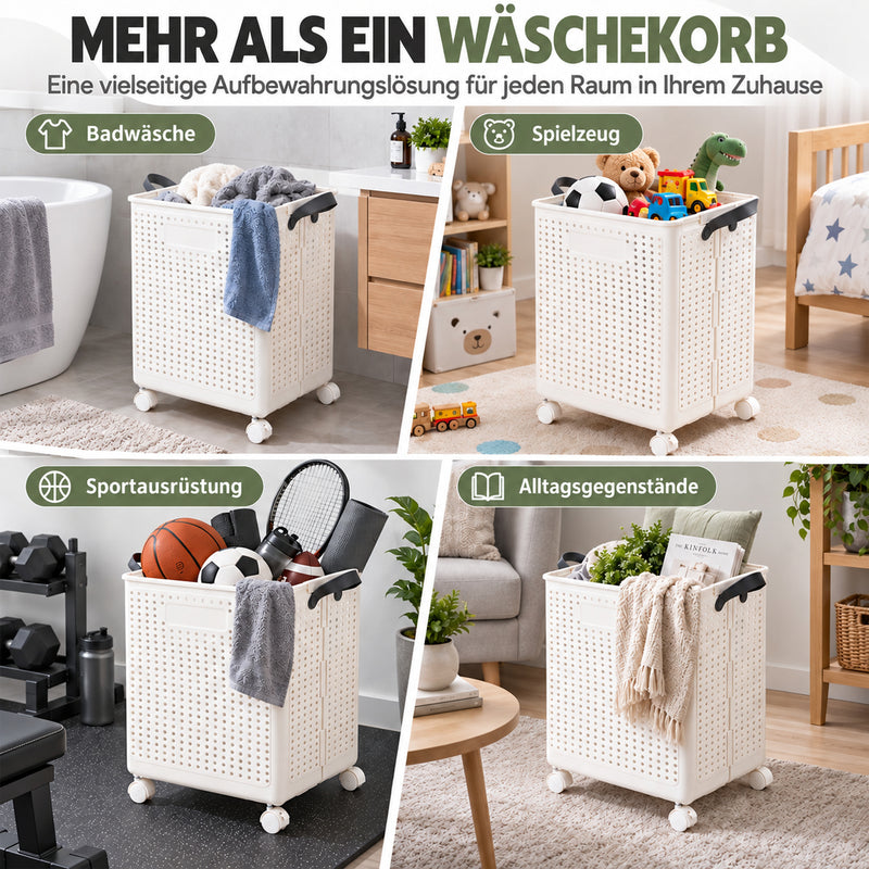 Yorbay Faltbarer Wäschekorb mit Rollen und Griffen