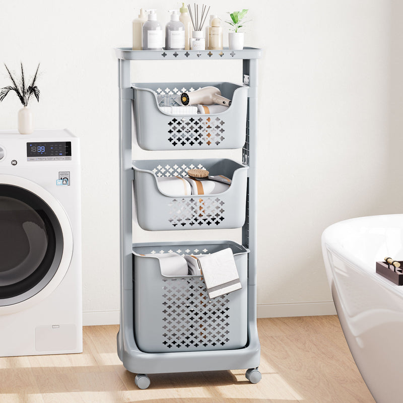 Yorbay Wäschesammler auf Rollen mit 3 Körben - YB080 - E020 - 12 - Yorbay.de