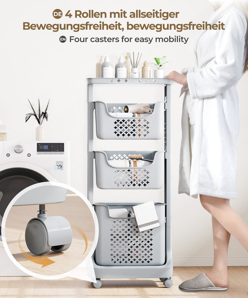 Yorbay Wäschesammler auf Rollen mit 3 Körben - YB080 - E020 - 16 - Yorbay.de