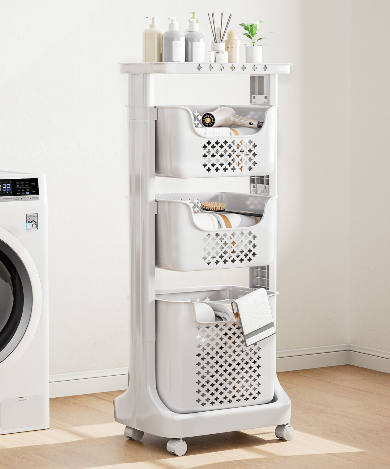 Yorbay Wäschesammler auf Rollen mit 3 Körben - YB080 - E019 - 10 - Yorbay.de