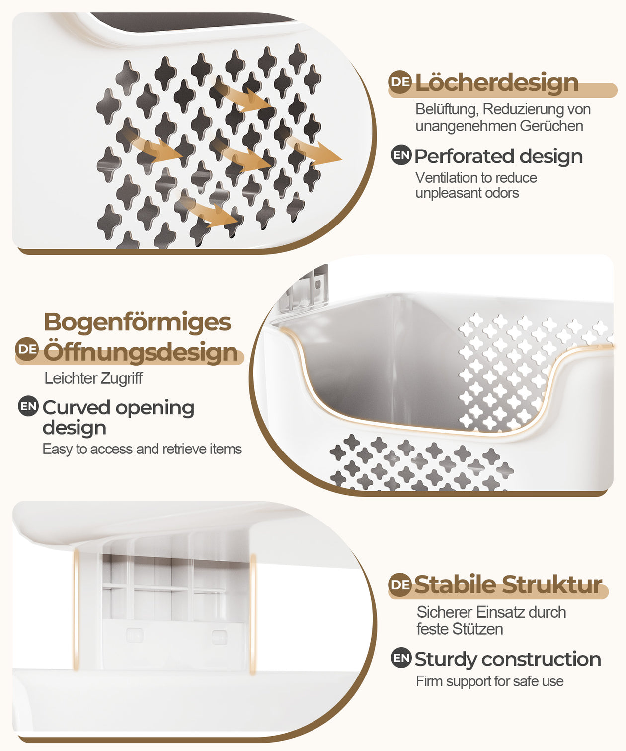 Yorbay Wäschesammler auf Rollen mit 3 Körben - YB080 - E019 - 5 - Yorbay.de