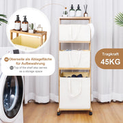 Yorbay Wäschewagen auf Rollen, Badregal aus Bambus mit 4 Fächern - F165B - 4 - Yorbay.de