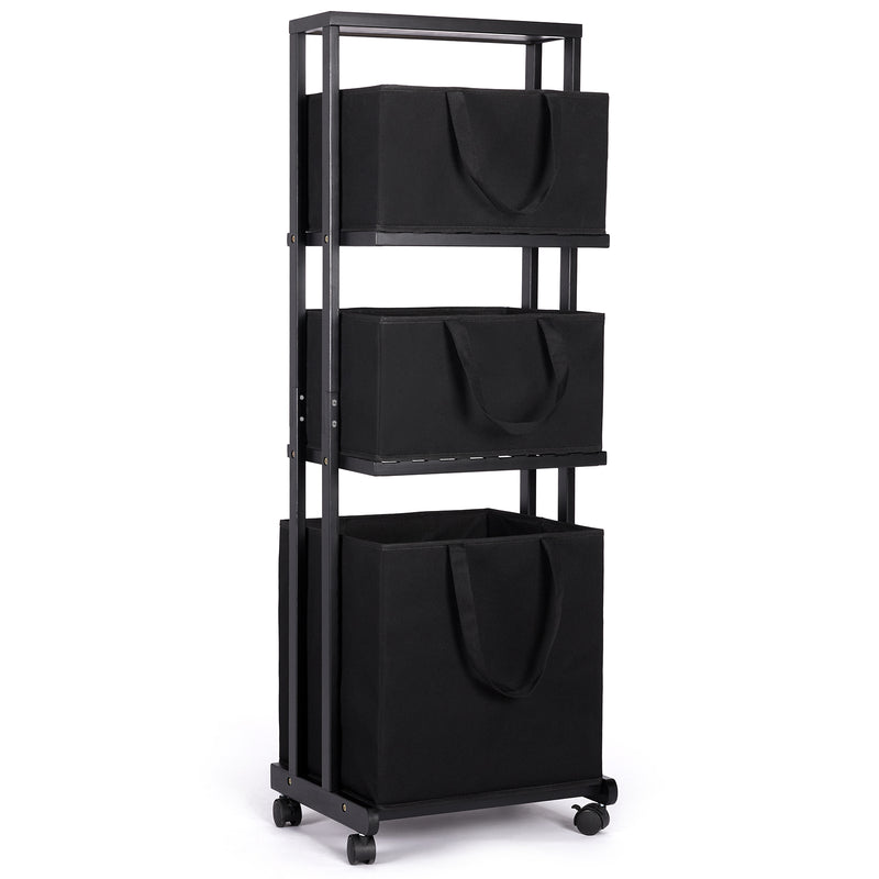 Yorbay Wäschewagen auf Rollen, Badregal aus Bambus mit 4 Fächern - YB008 - Z017B - 10 - Yorbay.de